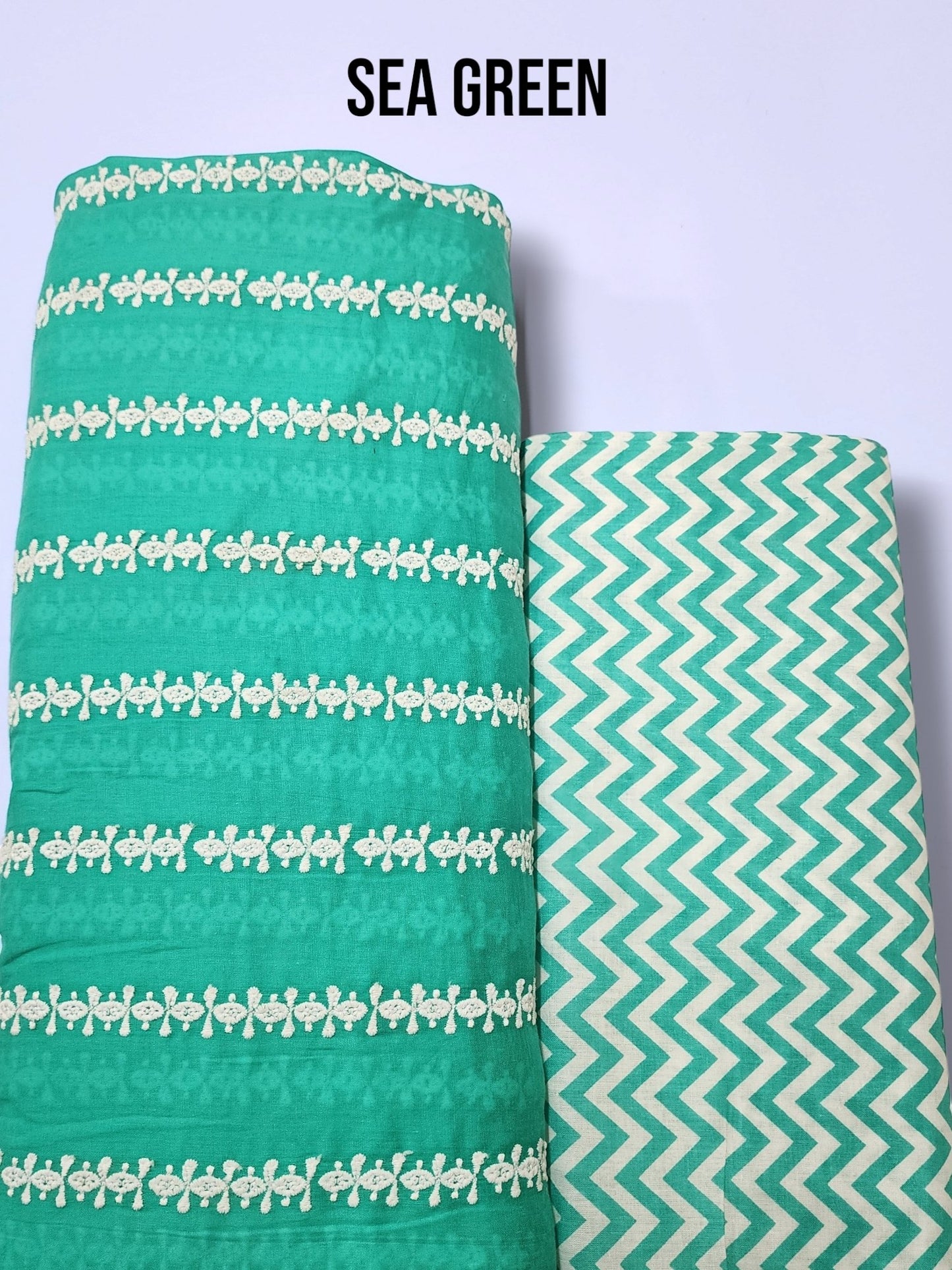 Chikankari Lawn 2 Piece Suit Lining Design | Sea Green