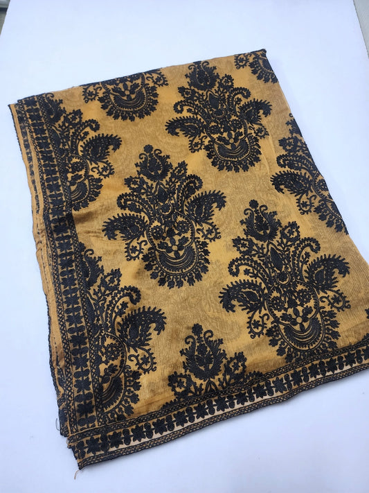 Crinkle Chiffon Embroidered Dupatta | Dark Skin