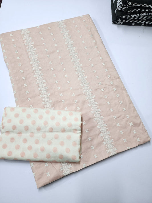 Chikankari Lawn 2 Piece Suit Lining Design | Peach Pink