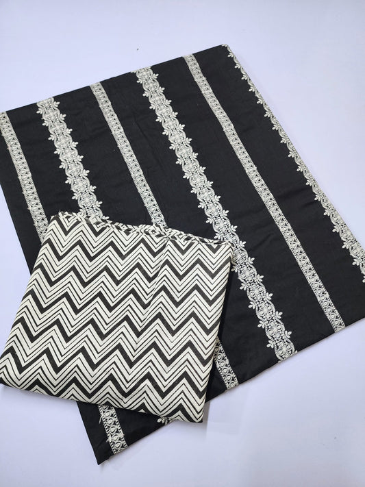 Chikankari Lawn 2 Piece Suit Lining Design | Black