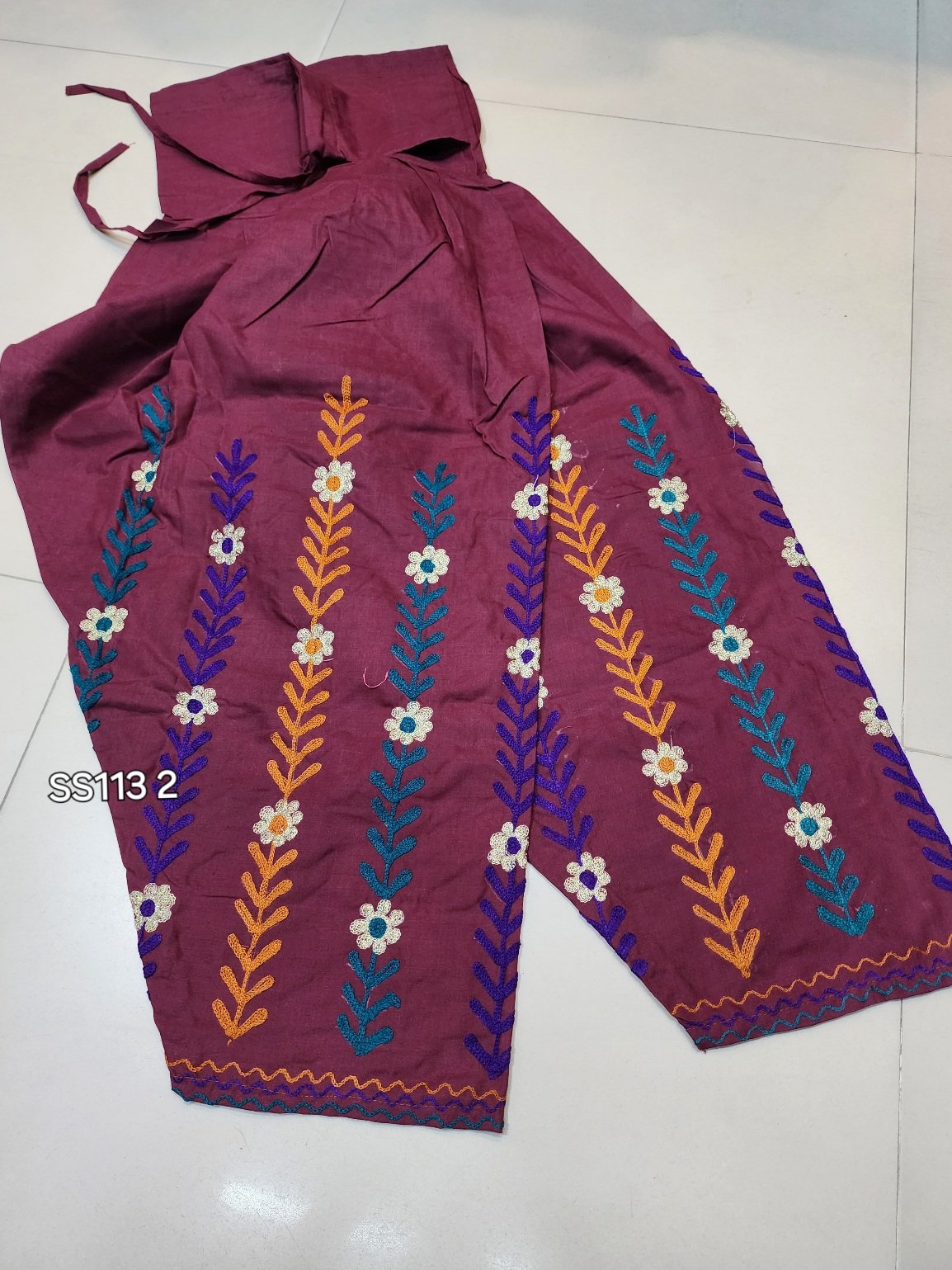 Stitched Cotton Patiala Style Embroidered Shalwar