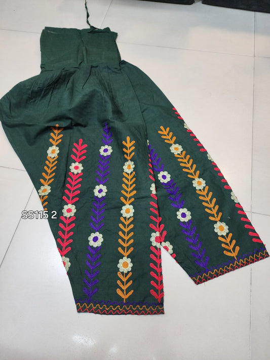 Stitched Cotton Patiala Style Embroidered Shalwar