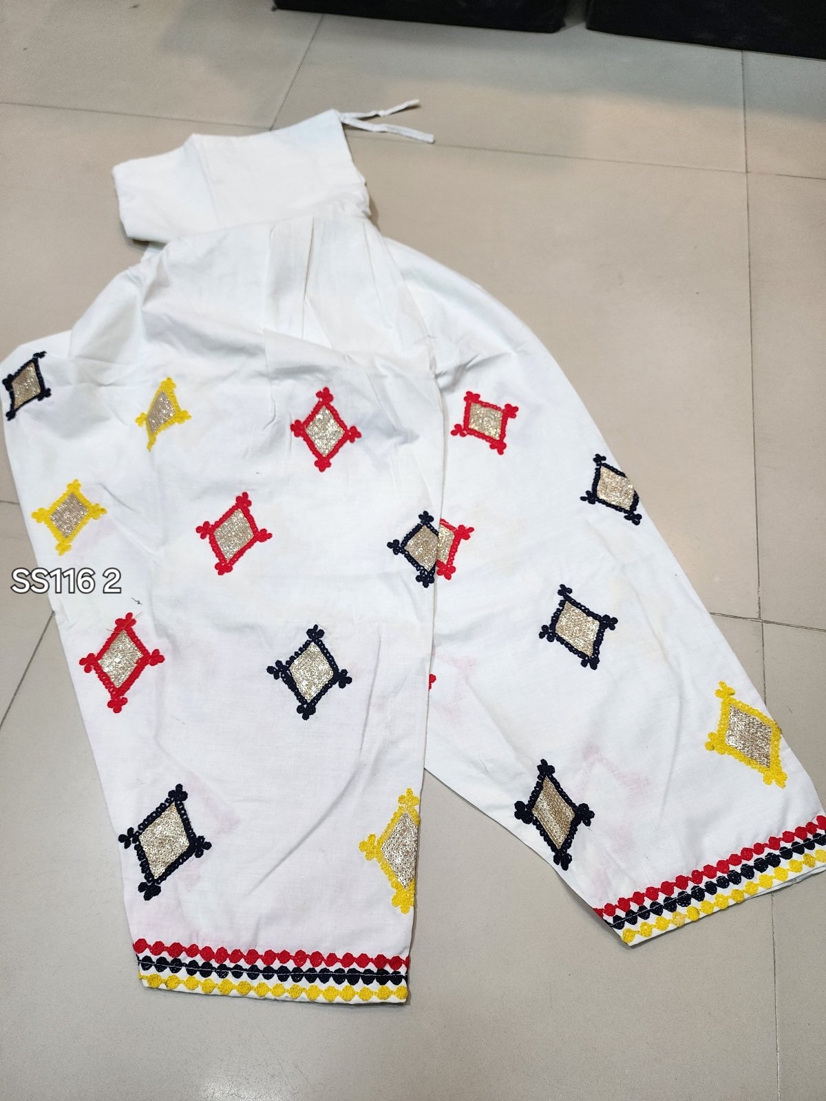 Stitched Cotton Patiala Style Embroidered Shalwar