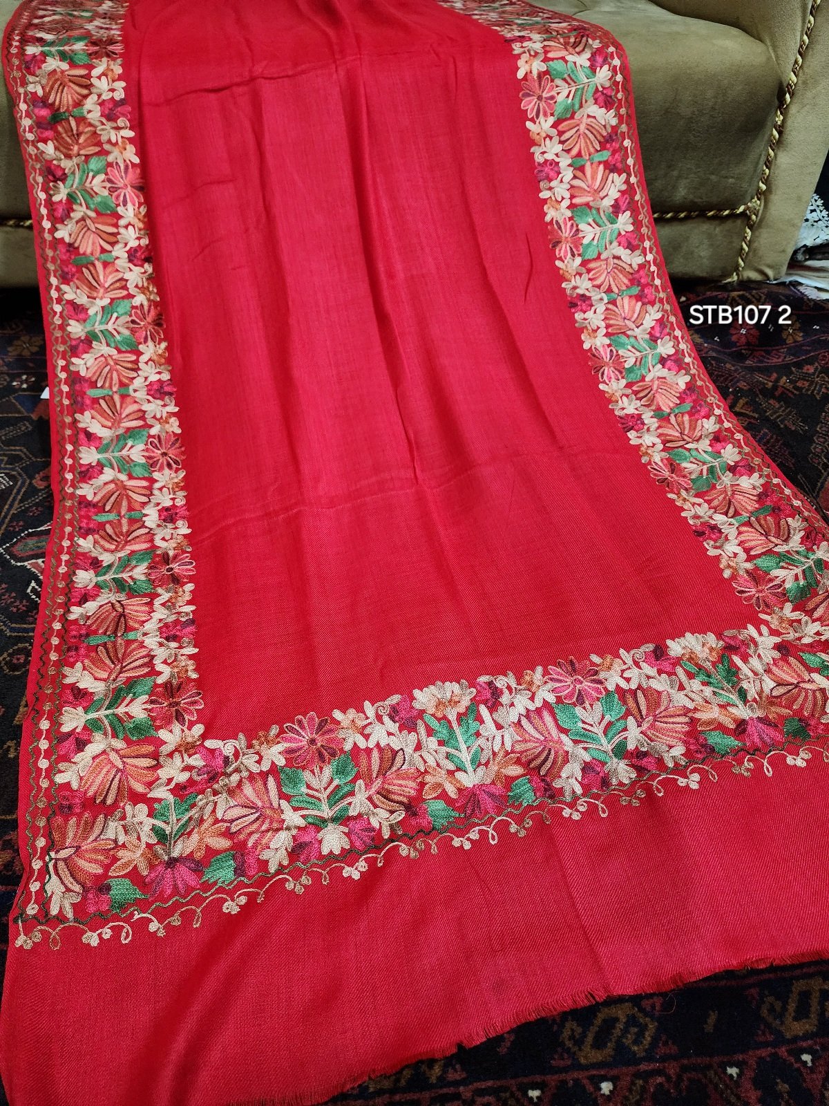 Pashmina Stole | Aari Border Embroidery 4 Side Border Perfect Gift