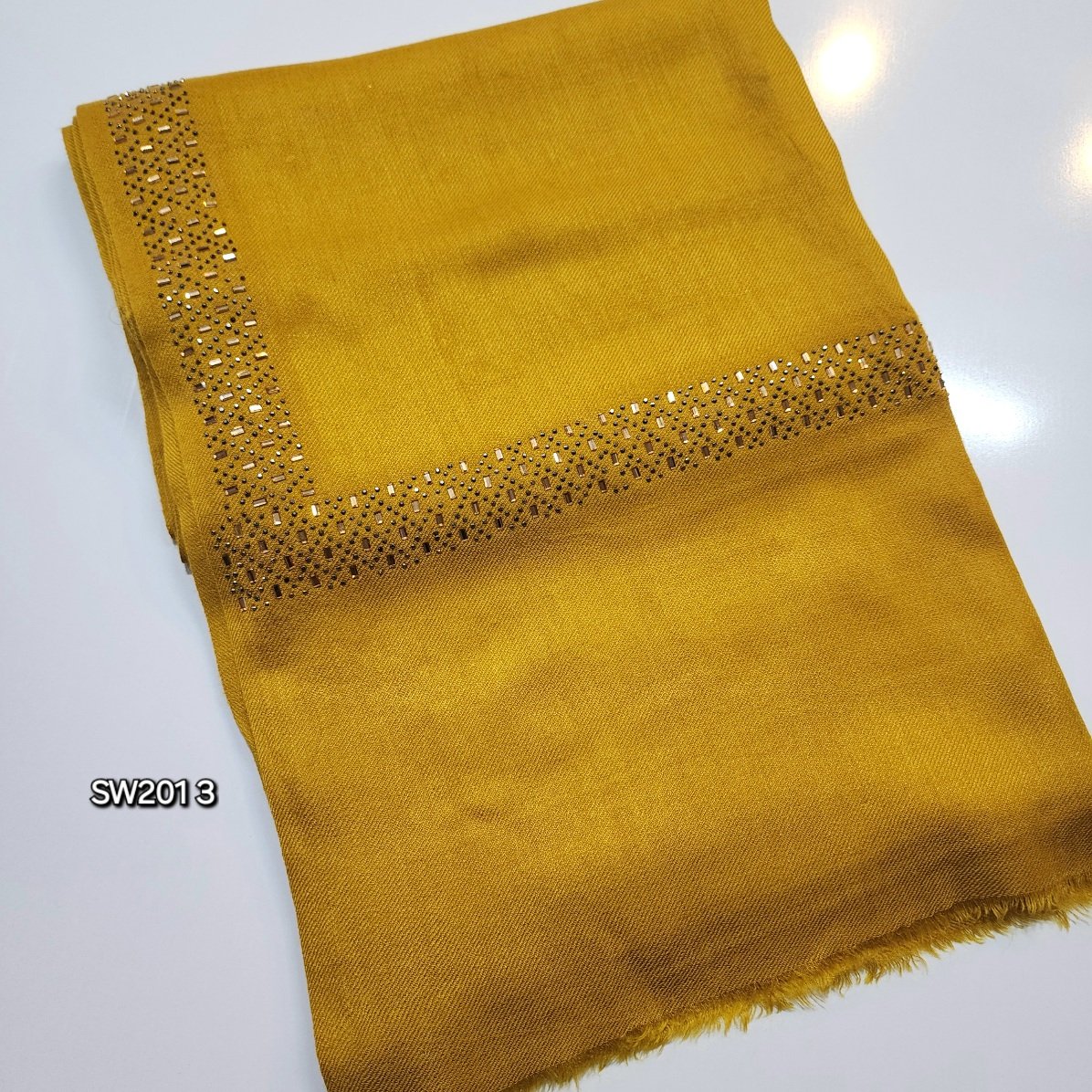 Pashmina Shawl Fancy Stonework 4 Side Border Perfect Gift
