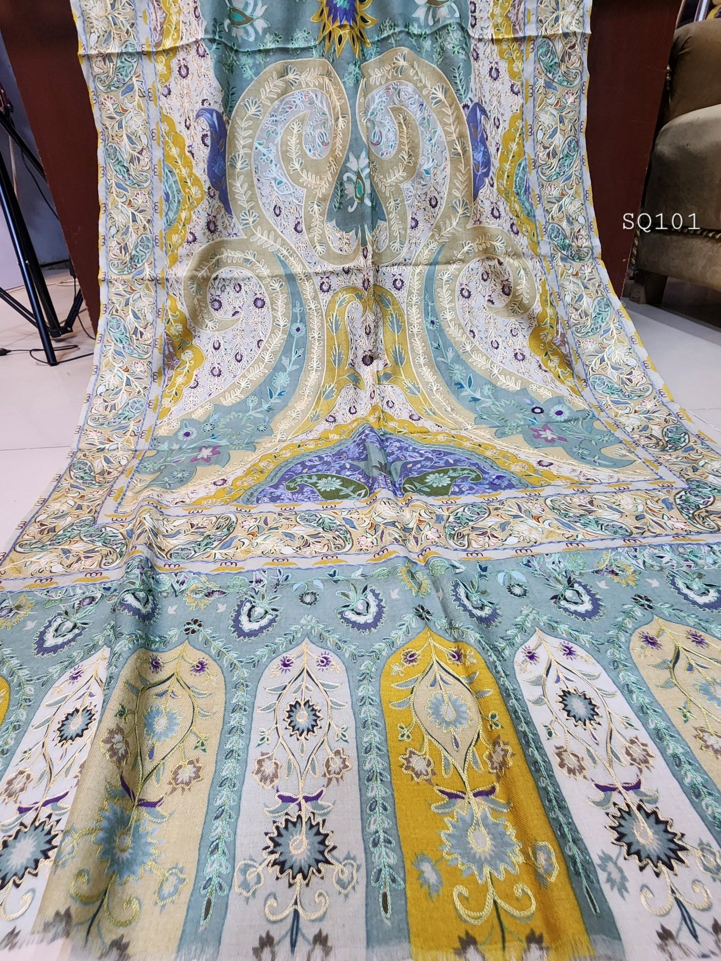 Qalamkar Stole | Toosh Pashmina Made in Kashmir Kalamkar Stole Perfect Gift 80*28