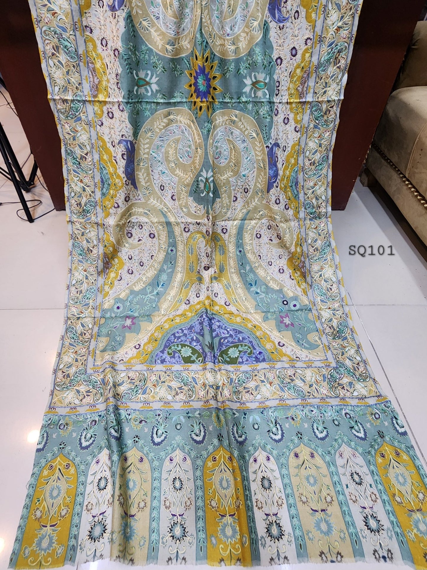 Qalamkar Stole | Toosh Pashmina Made in Kashmir Kalamkar Stole Perfect Gift 80*28