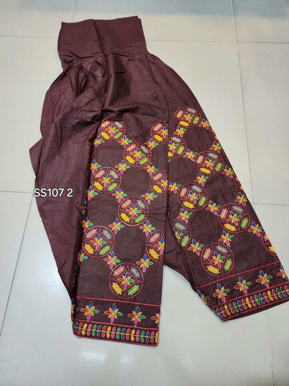 Stitched Cotton Patiala Style Embroidered Shalwar