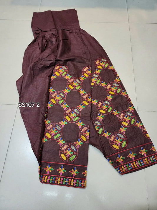 Stitched Cotton Patiala Style Embroidered Shalwar