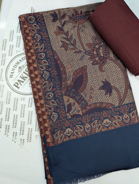 3 Piece Kani Shawl Suit | Plain Marina Suit With Kani Pashmina Shawl Perfect Gift