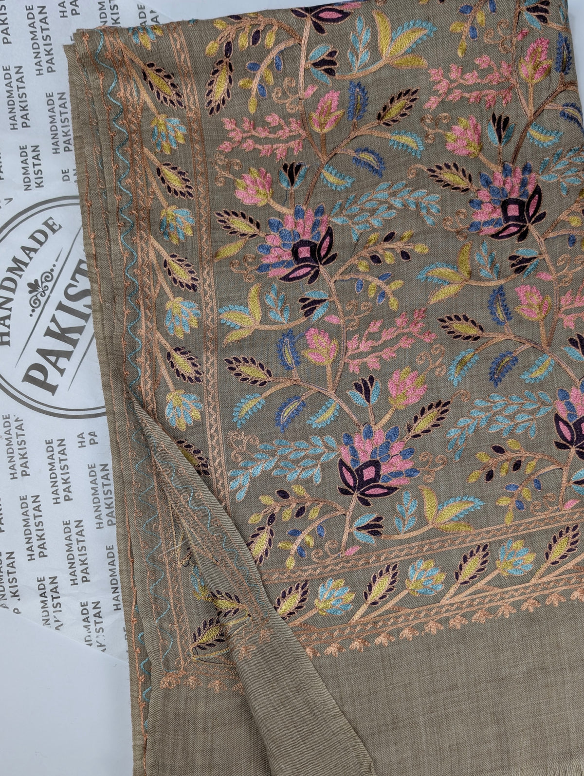 Kashmiri Jaal Shawl | Full Embroidered Shawl Resham Work Aar Embroidery | Skin