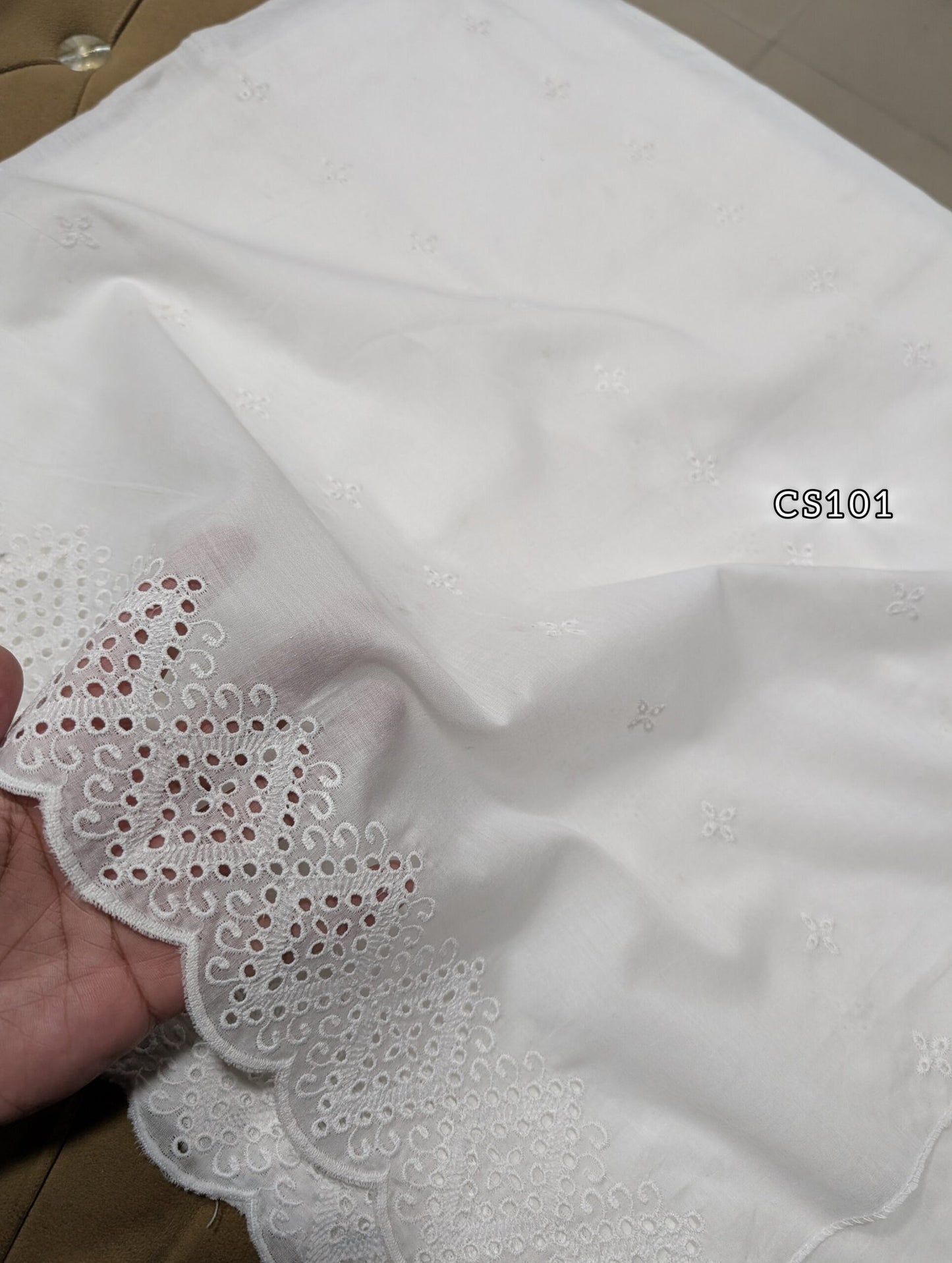 Chikankari Lawn Shawl on Pure Lawn Full Size Cutwork Border | CS101