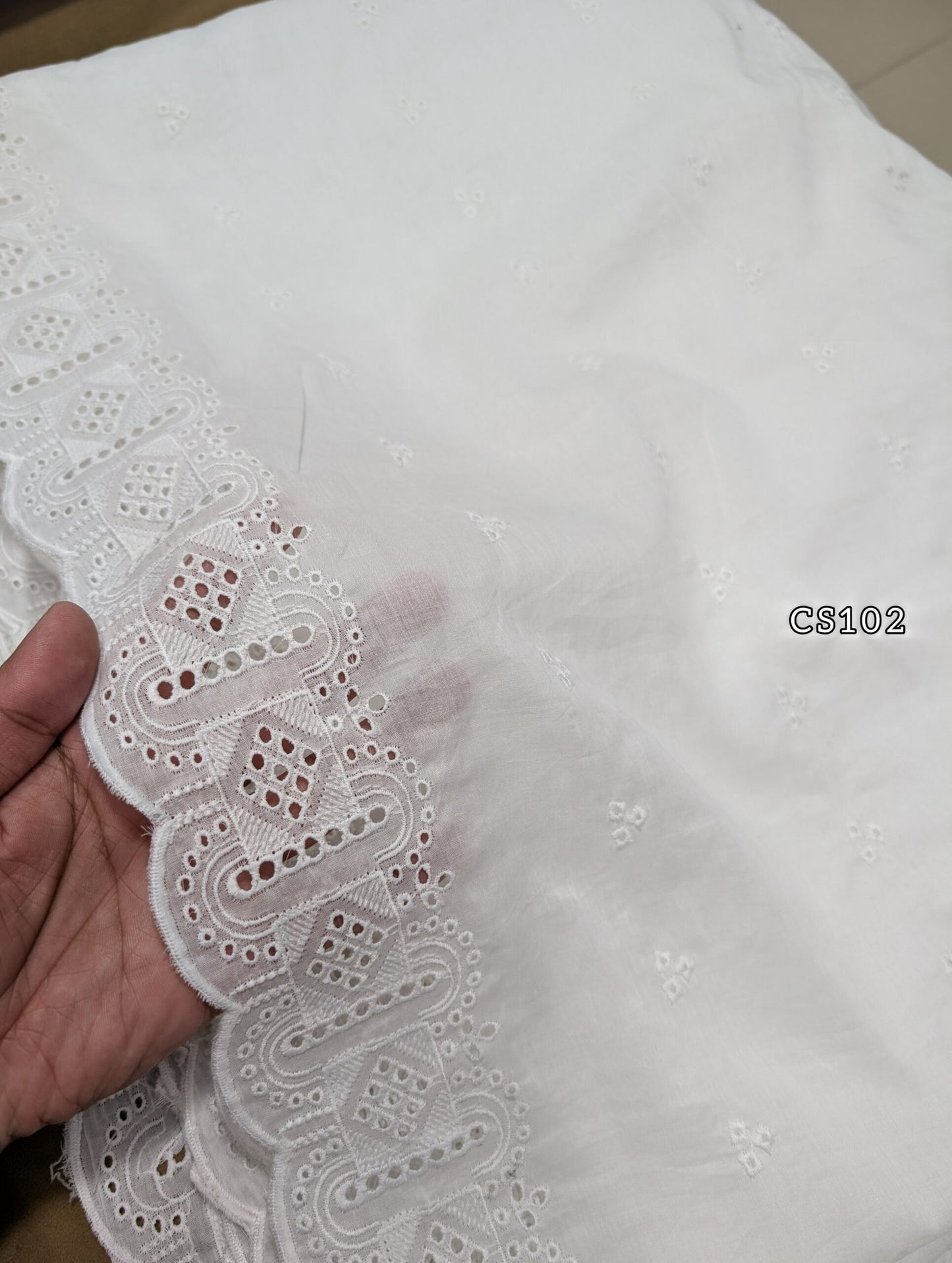 Chikankari Lawn Shawl on Pure Lawn Full Size Cutwork Border | CS102