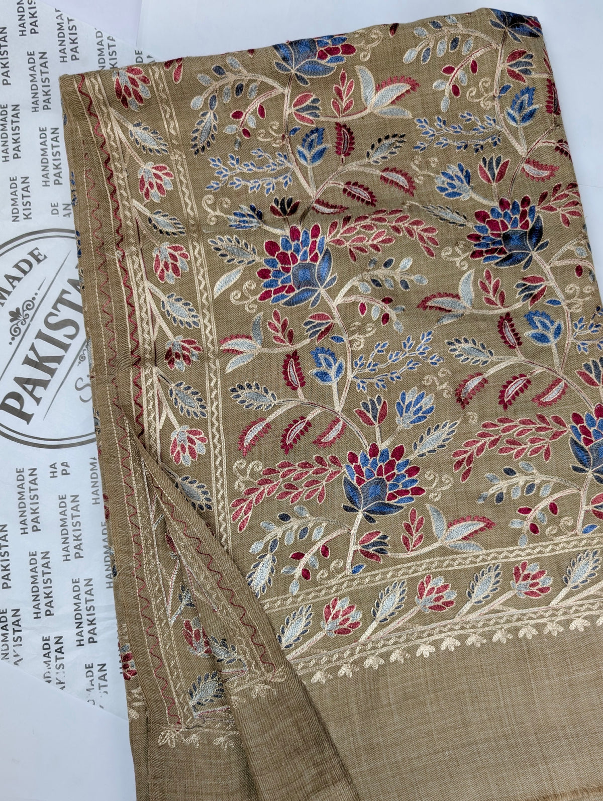 Kashmiri Jaal Shawl | Full Embroidered Shawl Resham Work Aar Embroidery | Skin
