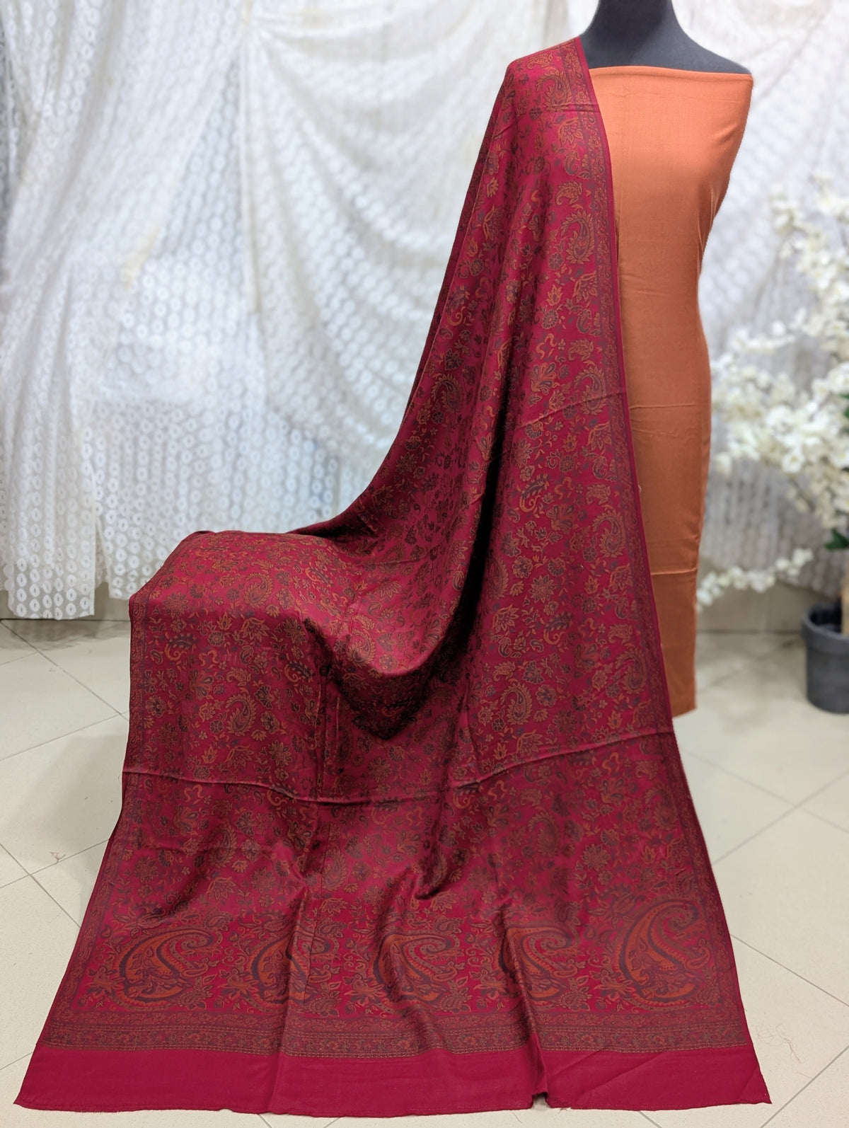 3 Piece Kani Shawl Suit | Plain Marina Suit With Kani Pashmina Shawl Perfect Gift