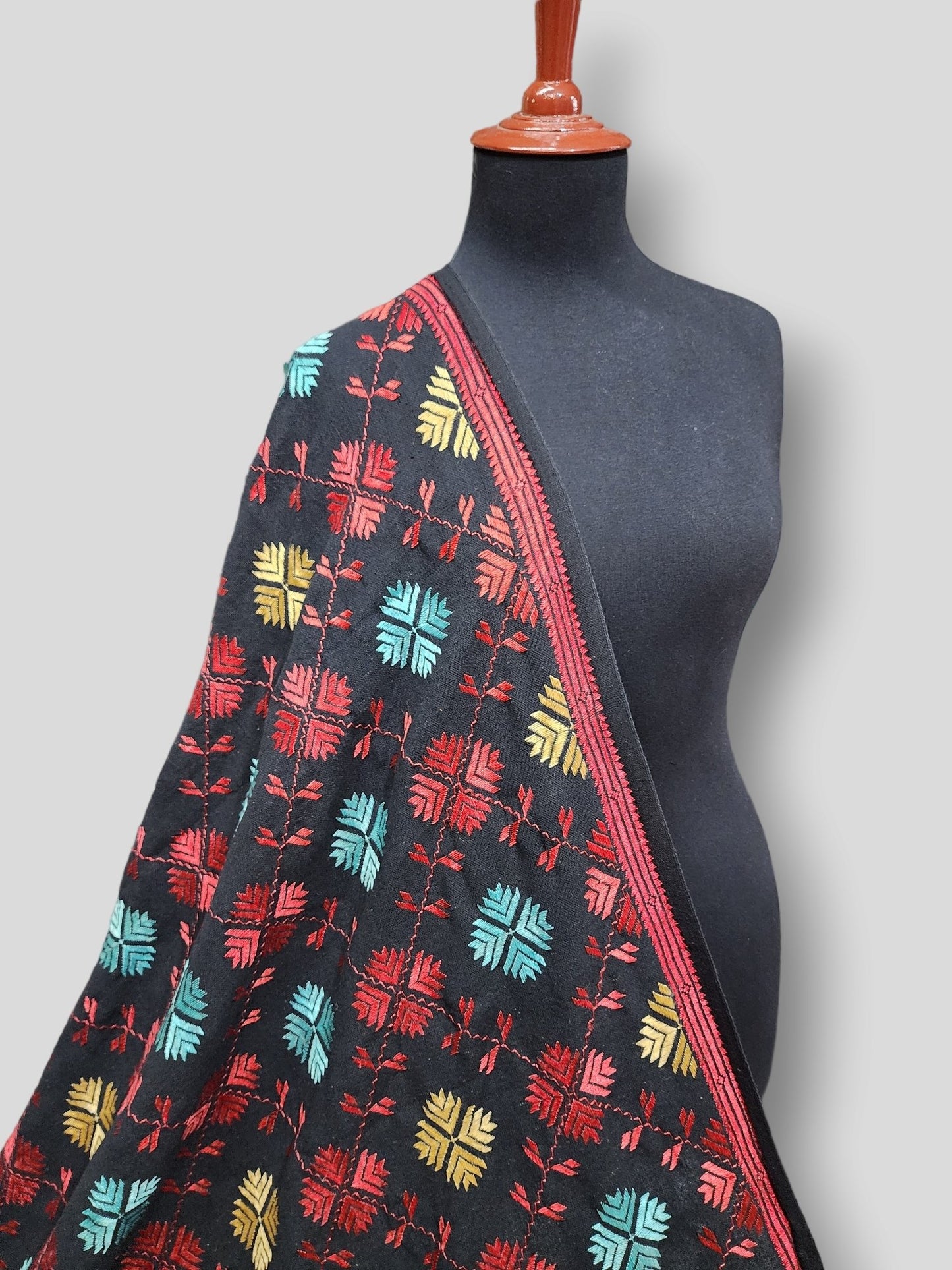 Phulkari Full Size Shawl | Handmade Khaddar Jaal Bagh Winter Shawl Perfect Gift