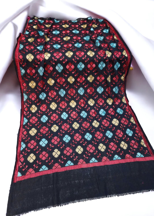 Phulkari Full Size Shawl | Handmade Khaddar Jaal Bagh Winter Shawl Perfect Gift