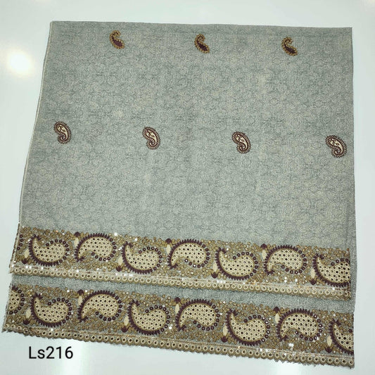 Printed and Embroidered Swiss Lawn Shawl