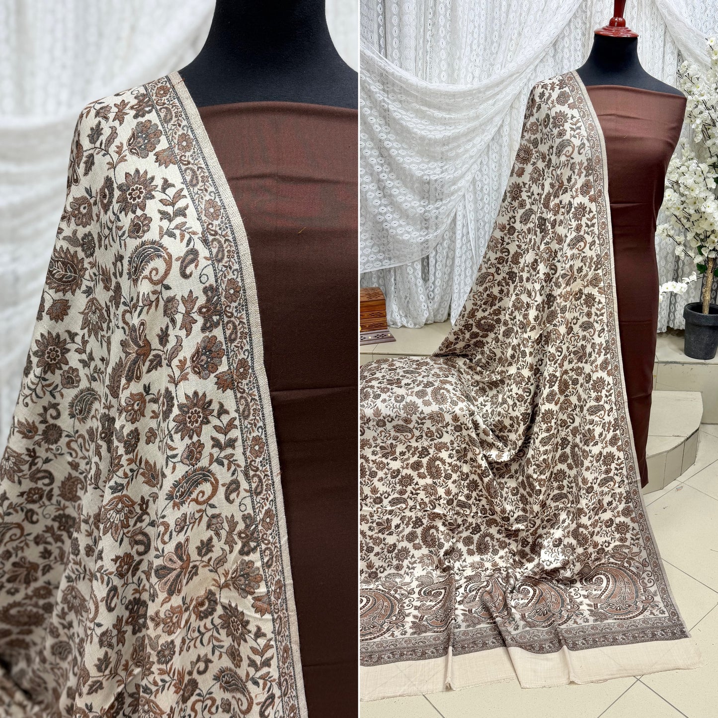 3 Piece Kani Shawl Suit | Plain Marina Suit With Kani Pashmina Shawl Perfect Gift