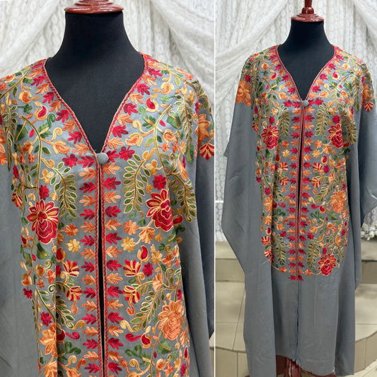 Cape Shawl | Pashmina Embroidered Cape Shawls Perfect for Gift | Grey