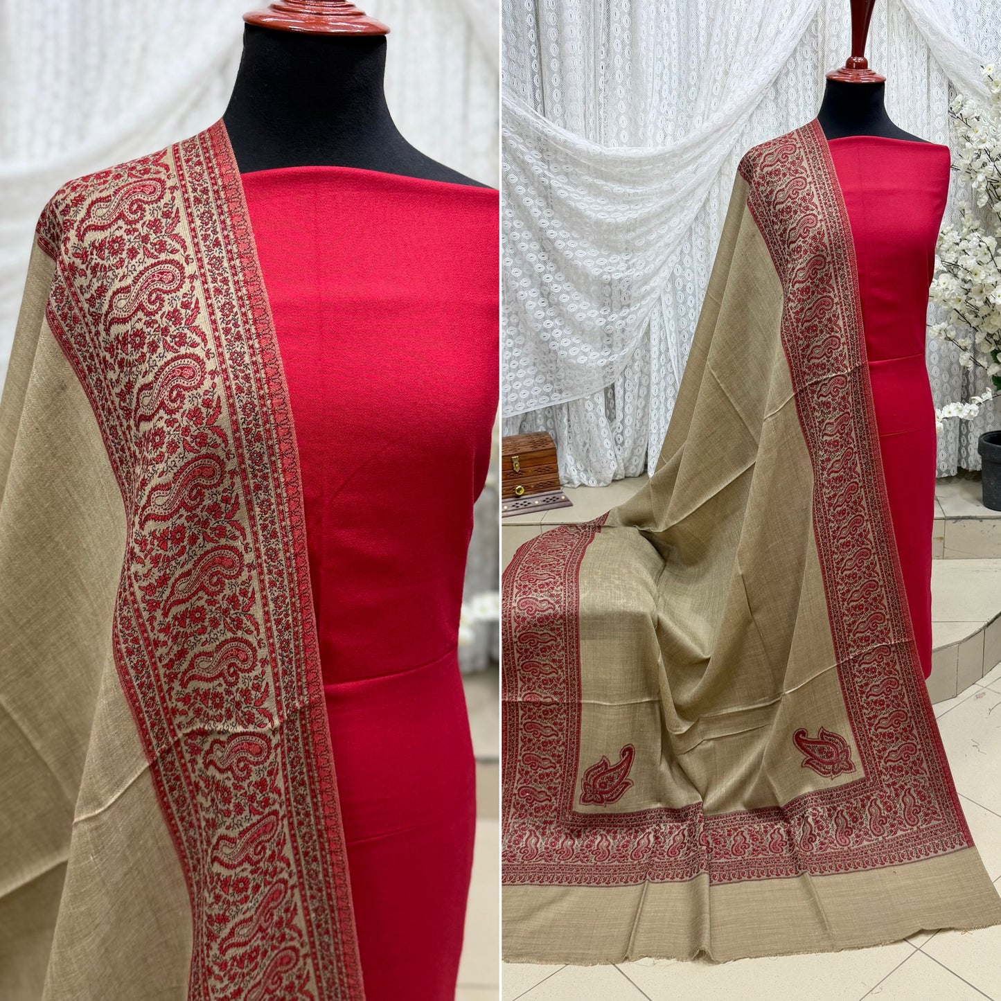 3 Piece Kani Shawl Suit | Plain Marina Suit With Kani Pashmina Shawl Perfect Gift