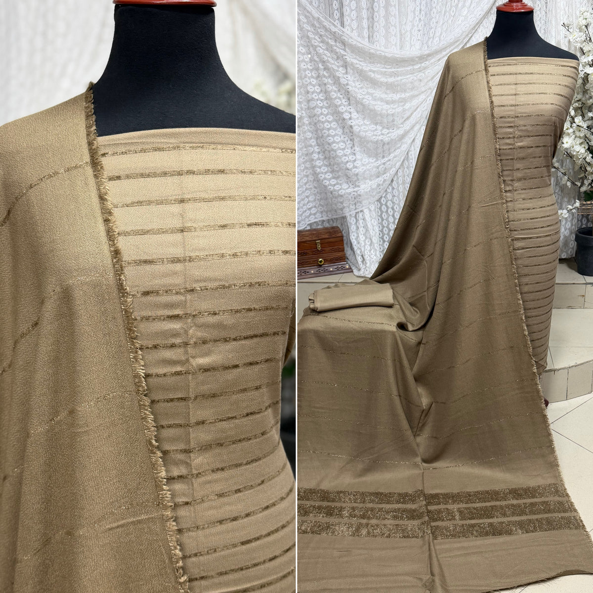 3 Piece Suit | Velvet  Marina Suit Allover With Shawl | New Arrival Beautiful Gift | Dark Skin