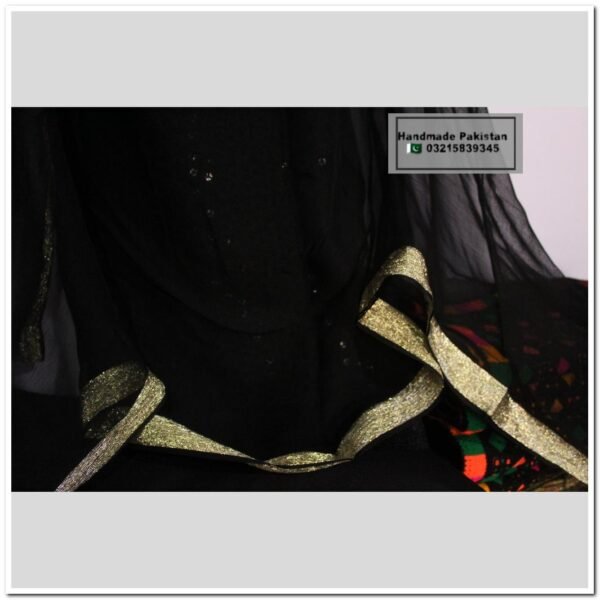 Black Chiffon Dupatta Zari Border - Image 2