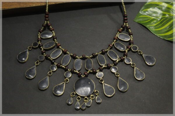 Black Long Necklace StoneWork