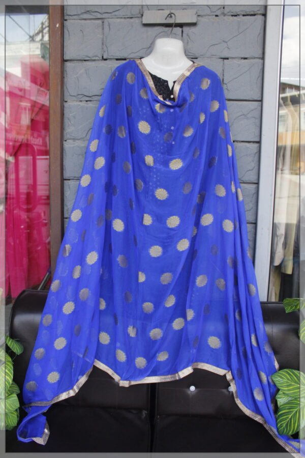 Royal Blue Banarsi Chiffon Dupatta