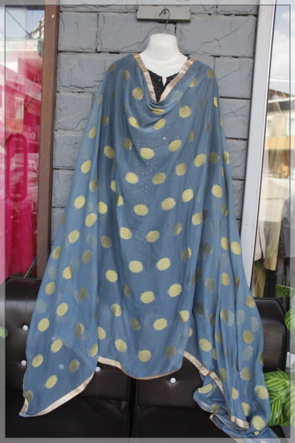 Grey Banarsi Chiffon Dupatta