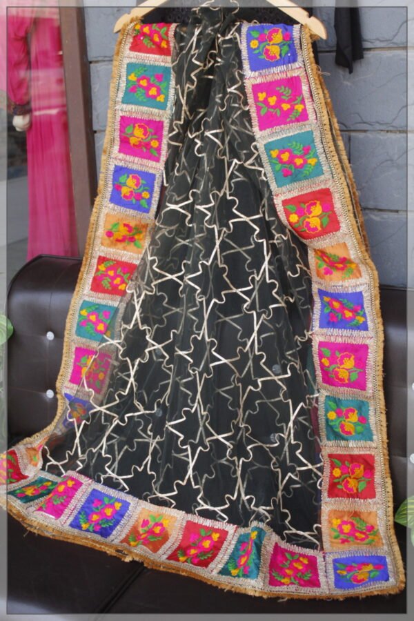 Fancy Net Dupatta - Dark Green