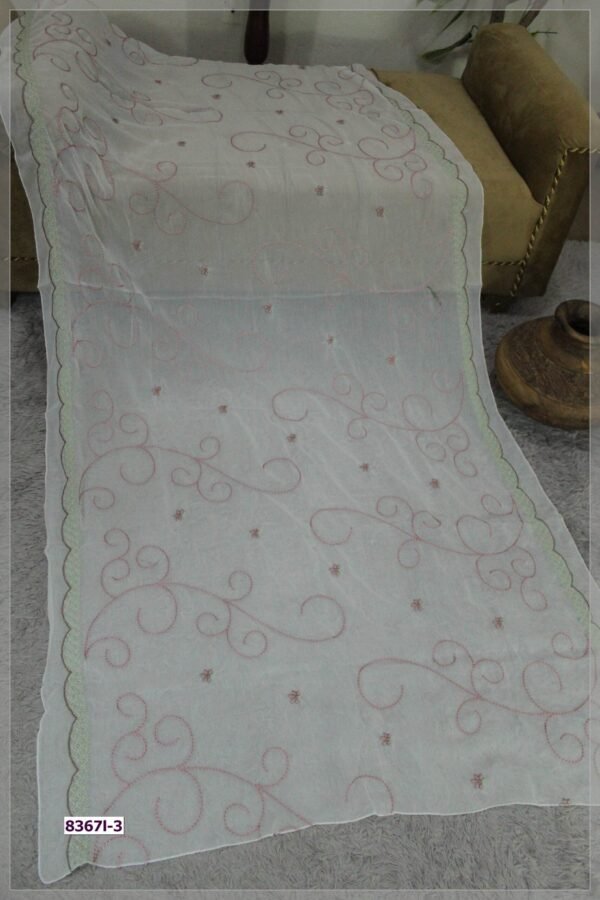 Pure Crinkle Chiffon Embroidered Dupatta - Image 2