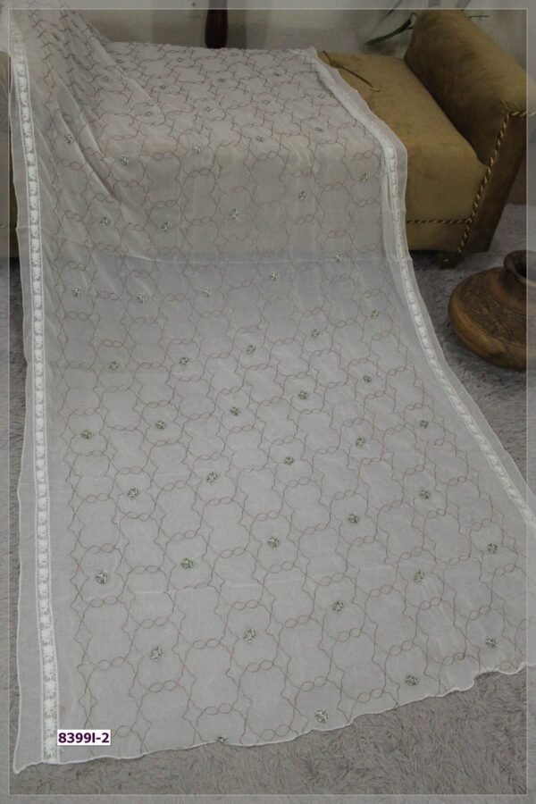 Pure Crinkle Chiffon Embroidered Dupatta - Image 2