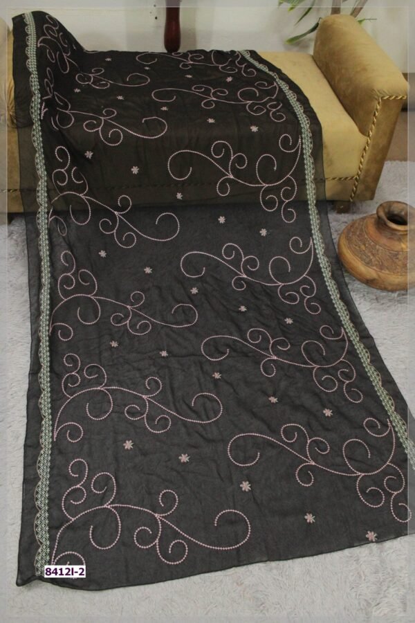 Pure Crinkle Chiffon Embroidered Dupatta - Image 2