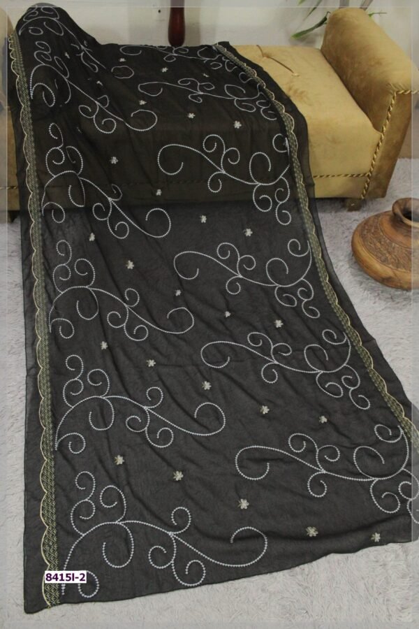 Pure Crinkle Chiffon Embroidered Dupatta - Image 2