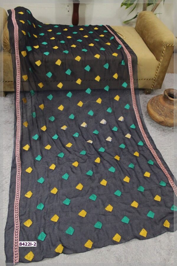 Pure Crinkle Chiffon Embroidered Dupatta - Image 2