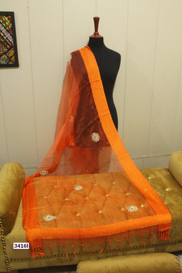 Fancy Embroidered Organza Dupatta - Image 2