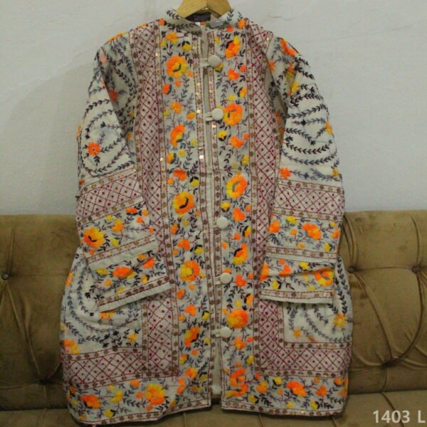 Phulkari Coat Handmade on Silk - Large