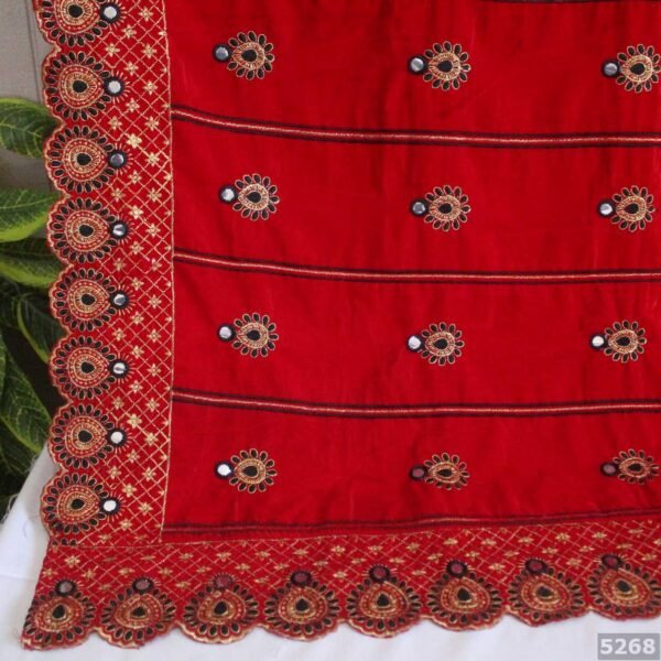 Red Velvet Embroidered Shawl