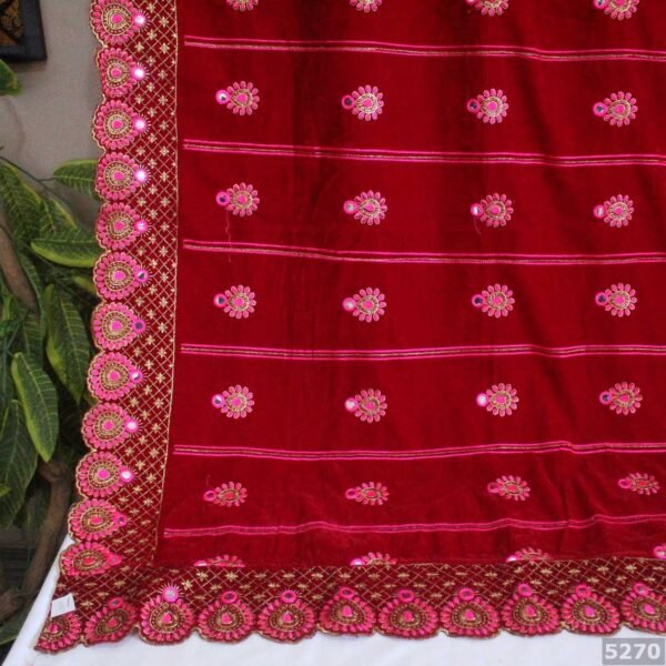 Maroon Velvet Embroidered Shawl