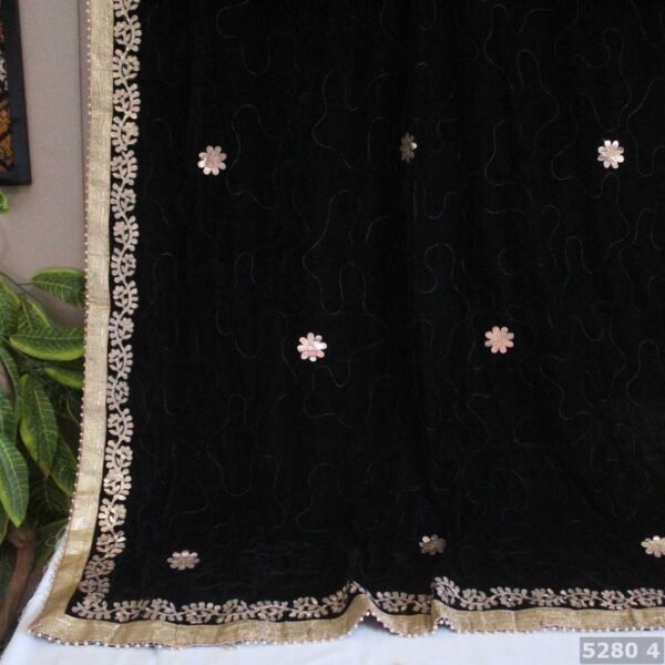 Black Velvet Embroidered Shawl