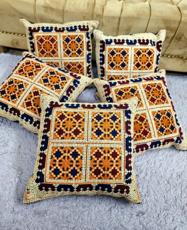 5 Sofa Cushion Covers Set Sindhi Handmade Embroidered