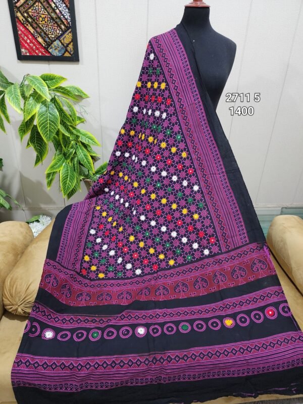 Ajrak Cotton Handmade Dupatta Embroidered - Image 2