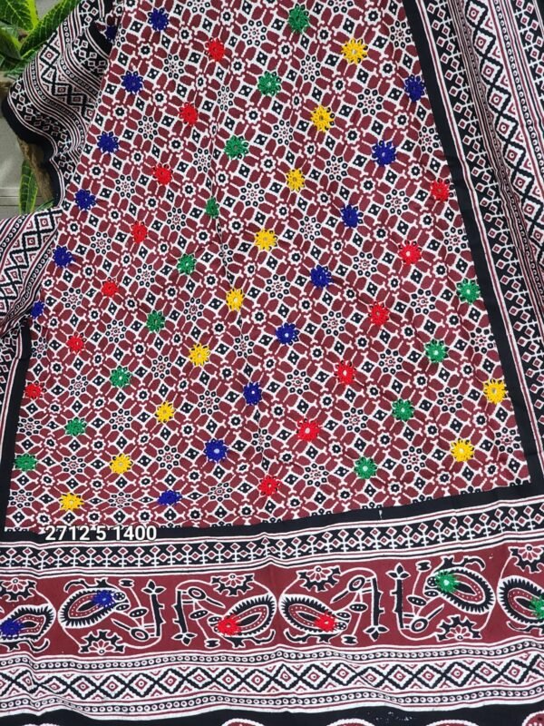 Ajrak Cotton Handmade Dupatta Embroidered