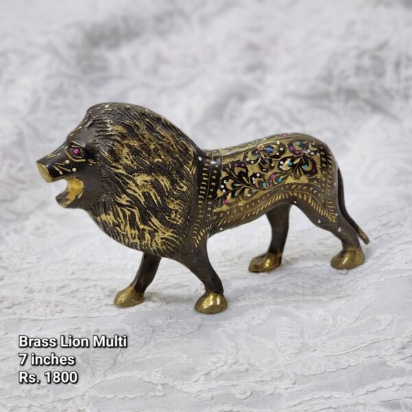 Multi Brass Lion Statue 6 inches