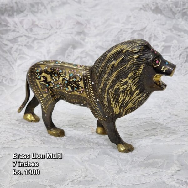 Multi Brass Lion Statue 6 inches - Image 2