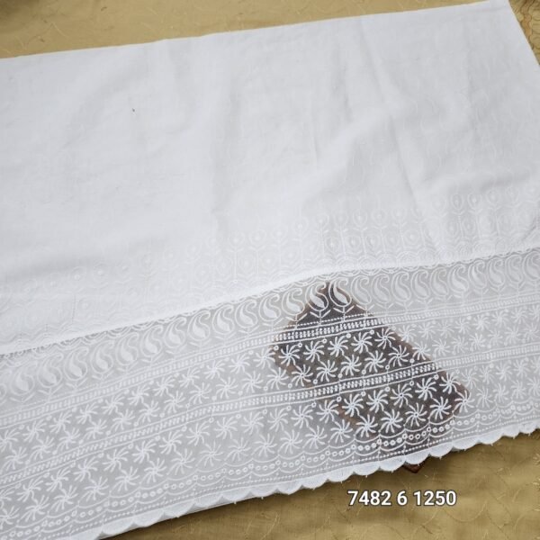 White Chikankari Organza Trouser Fabric