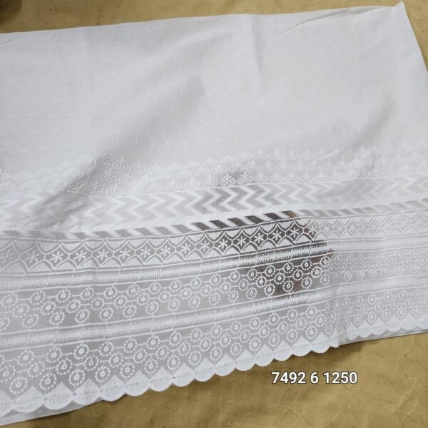 White Chikankari Organza Trouser Fabric