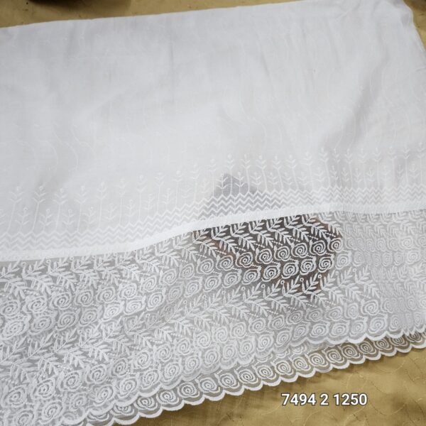 White Chikankari Organza Trouser Fabric