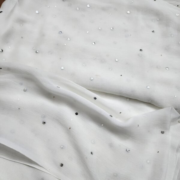 Silver Mukesh Button Crinkle Dupatta Dyeable